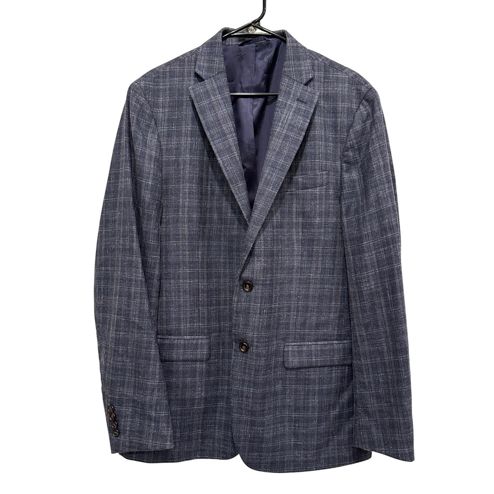 Lauren Ralph Lauren Mens 42L Blue Plaid Wool Silk Linen Sport Coat‎ Blazer